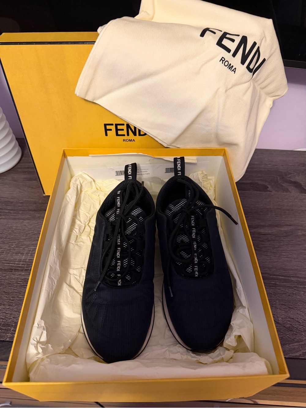 Fendi  Logo-Trim Mesh Runner Sneakers